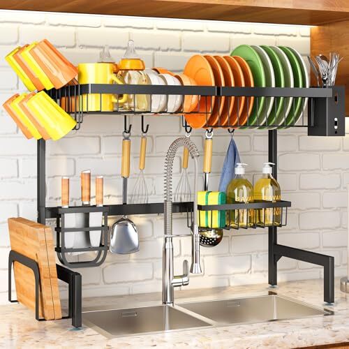 Over The Sink Dish Drainer Drying Rack - Expandable (26.8" to Assorted Colors