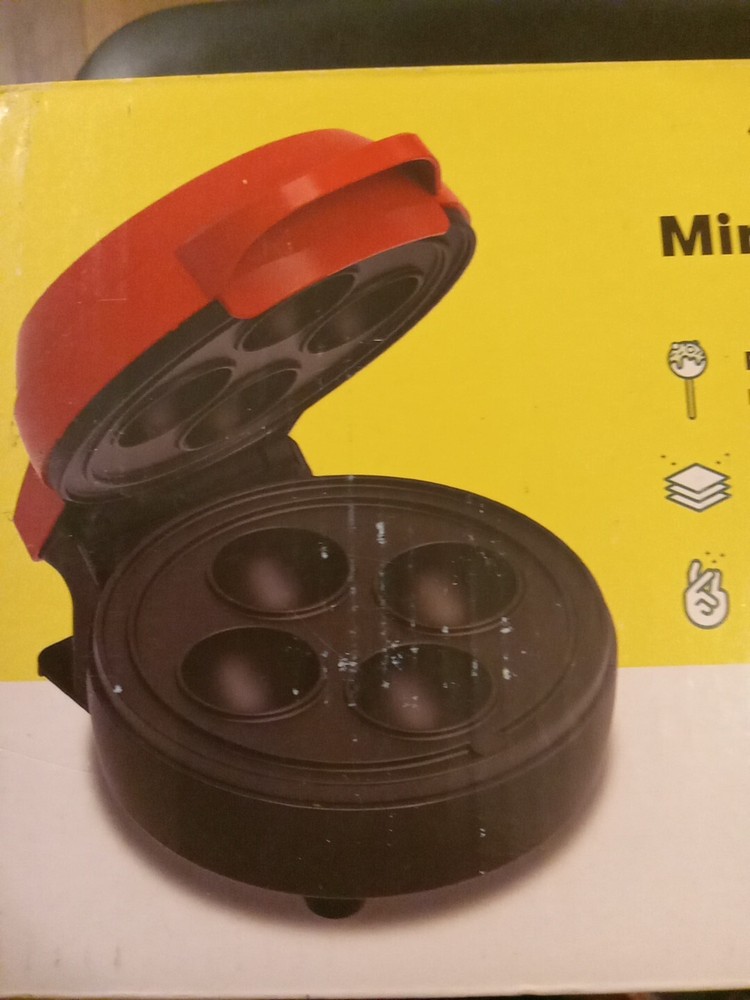 Bella Mini Cake Pop Maker Red Nonstick Cooking Compact Easy Store 350 Watts