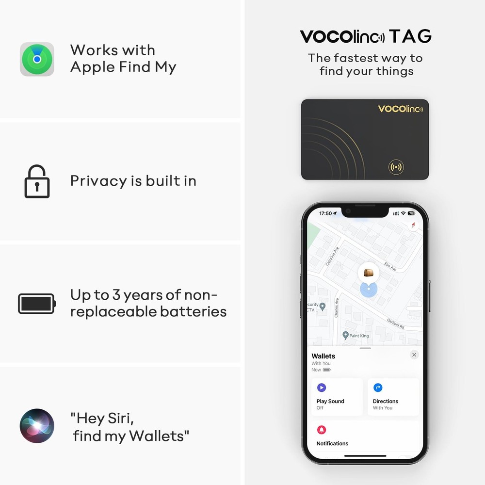 VOCOlinc Smart Bluetooth Tracker 1 Pack, Key Finder Compatible with Apple Fin...
