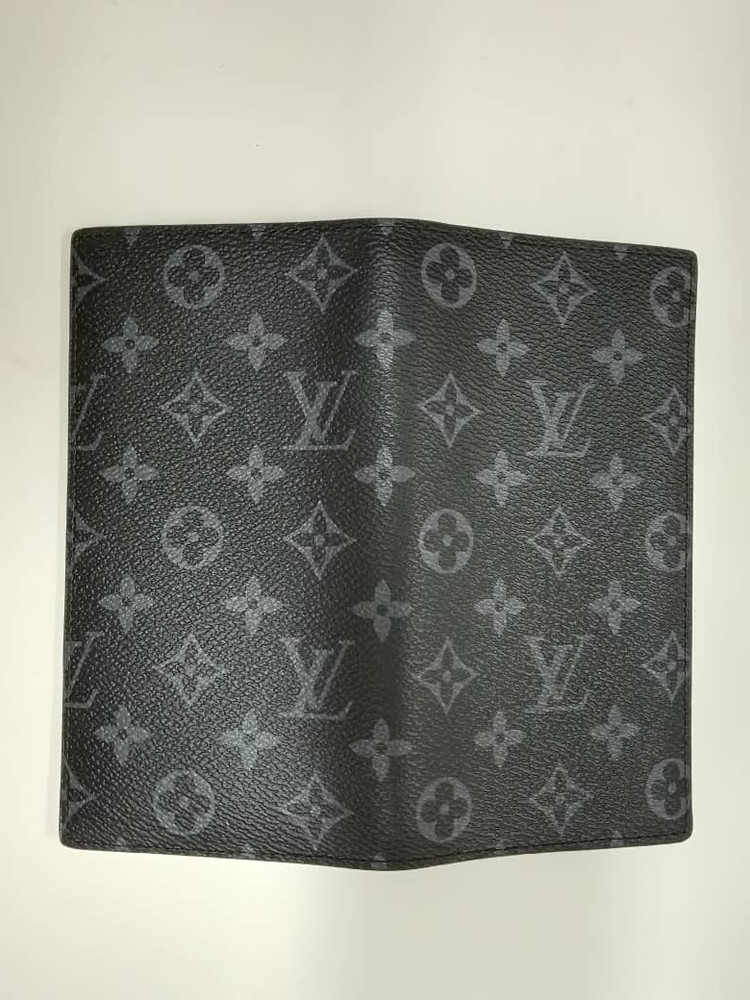 Louis Vuitton Monogram Eclipse Brazza Canvas Long Black Compact Wallet
