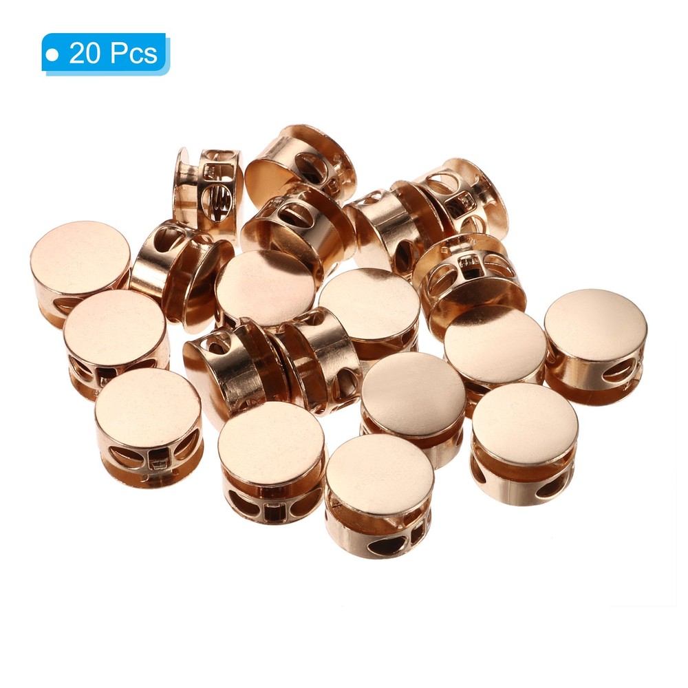 20 Set Gold Tone Cord Locks DRAWSTRING BAG Double Hole Spring Toggle Stopper