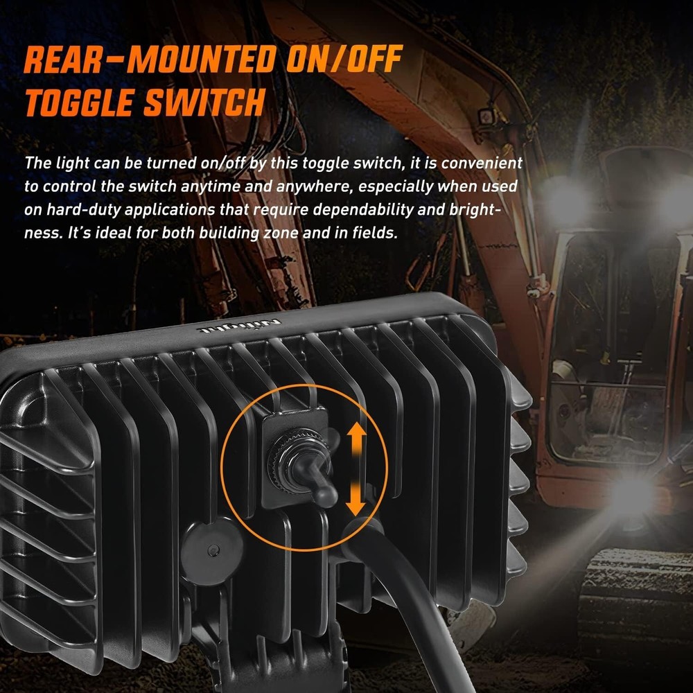 LED Work Light W/Integrated Toggle Switch, 2PCS 36W 150° Flood
