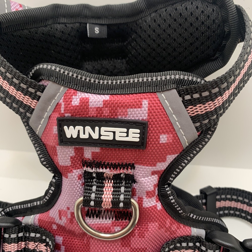 WINSEE Pink Camo, No Pull Pet Harness with Dog CollarAdjustable Reflective Small