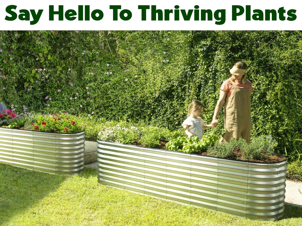 Plant & Plot Galvanized Raised Garden Beds Outdoor // 8×2×2 ft Planter