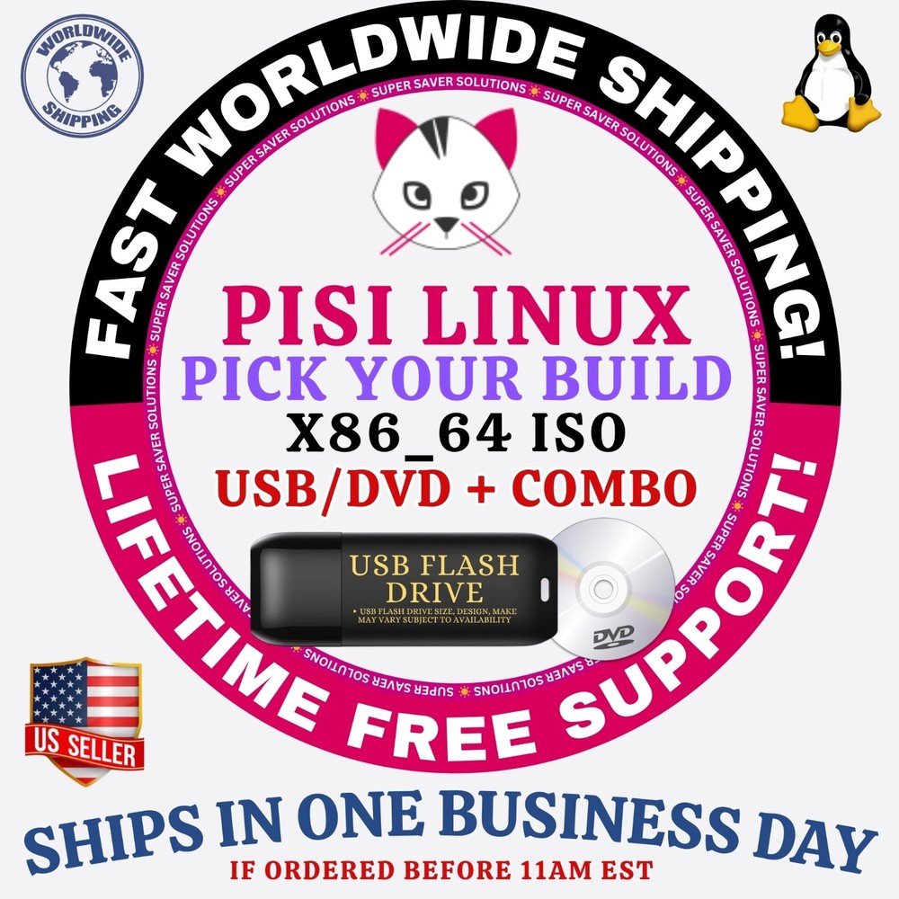 PISI LINUX OS | MINIMAL / KDE | DVD, USB, COMBOS | SHIPS FAST