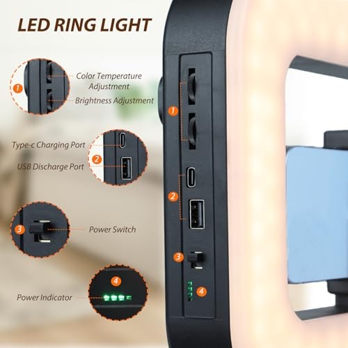 Smartphone Video Rig with Light, Handheld Ring Selfie Light Kit Mobile LED