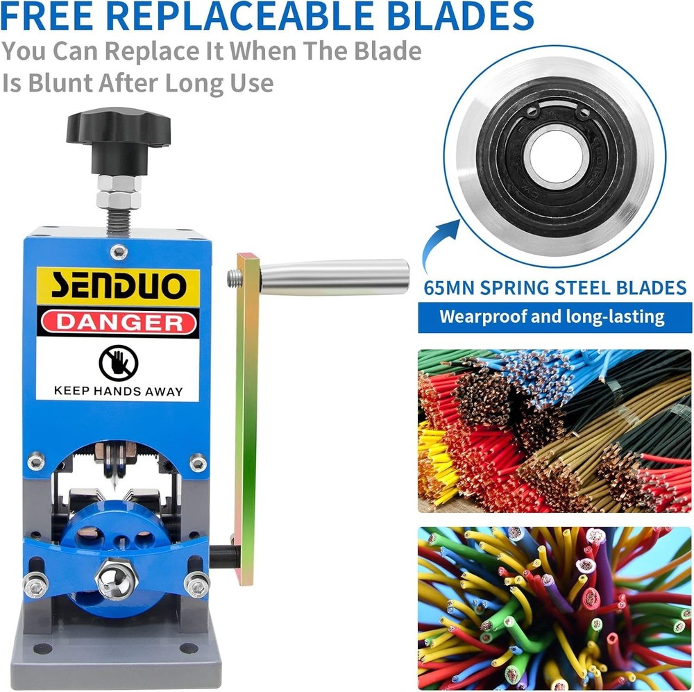 Reliable Wire Stripping Machine for Multiple Wire Types - Hand Crank & Drill