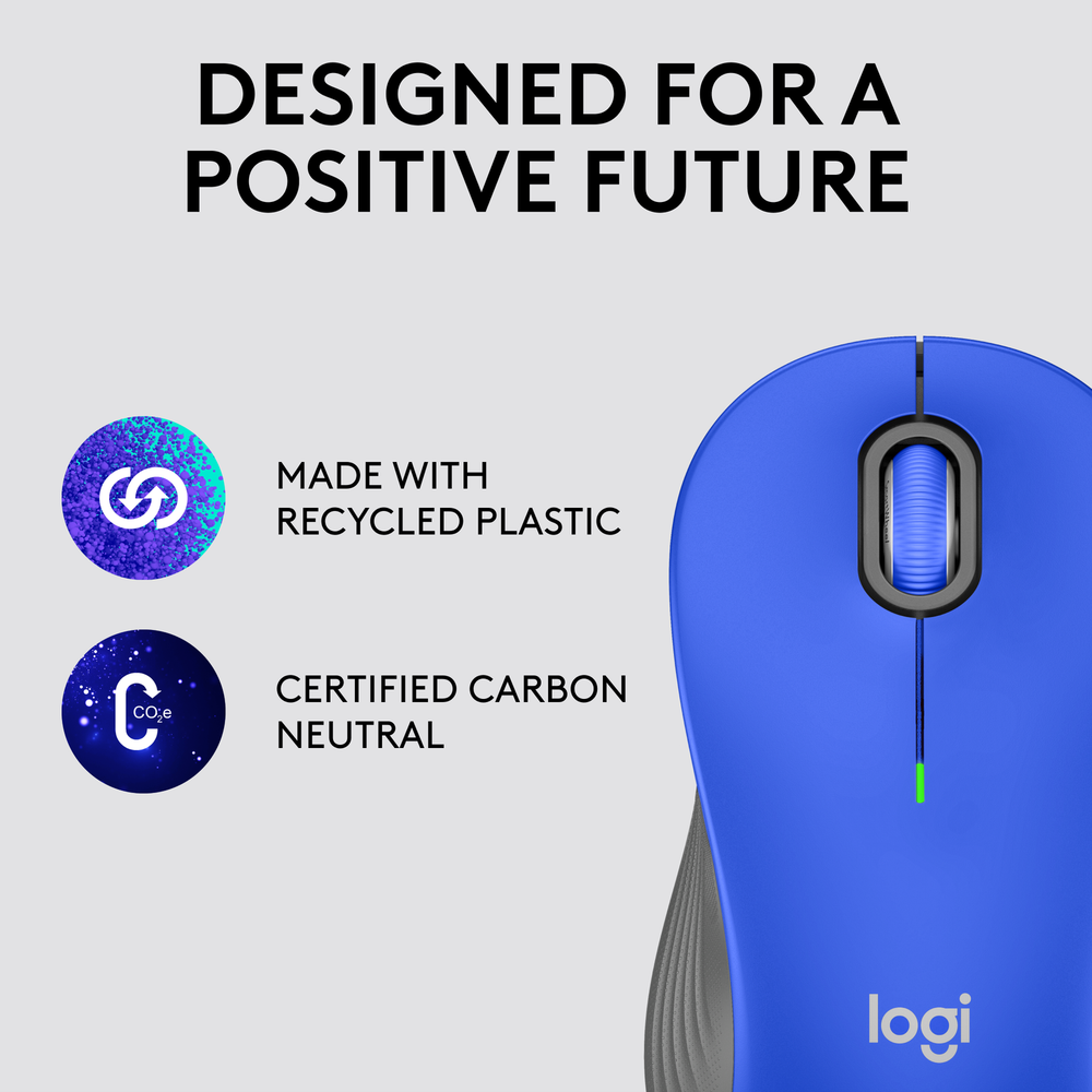 Logitech - Signature M550 L Full Size Bluetooth Mouse with Silent Clicks - Blue