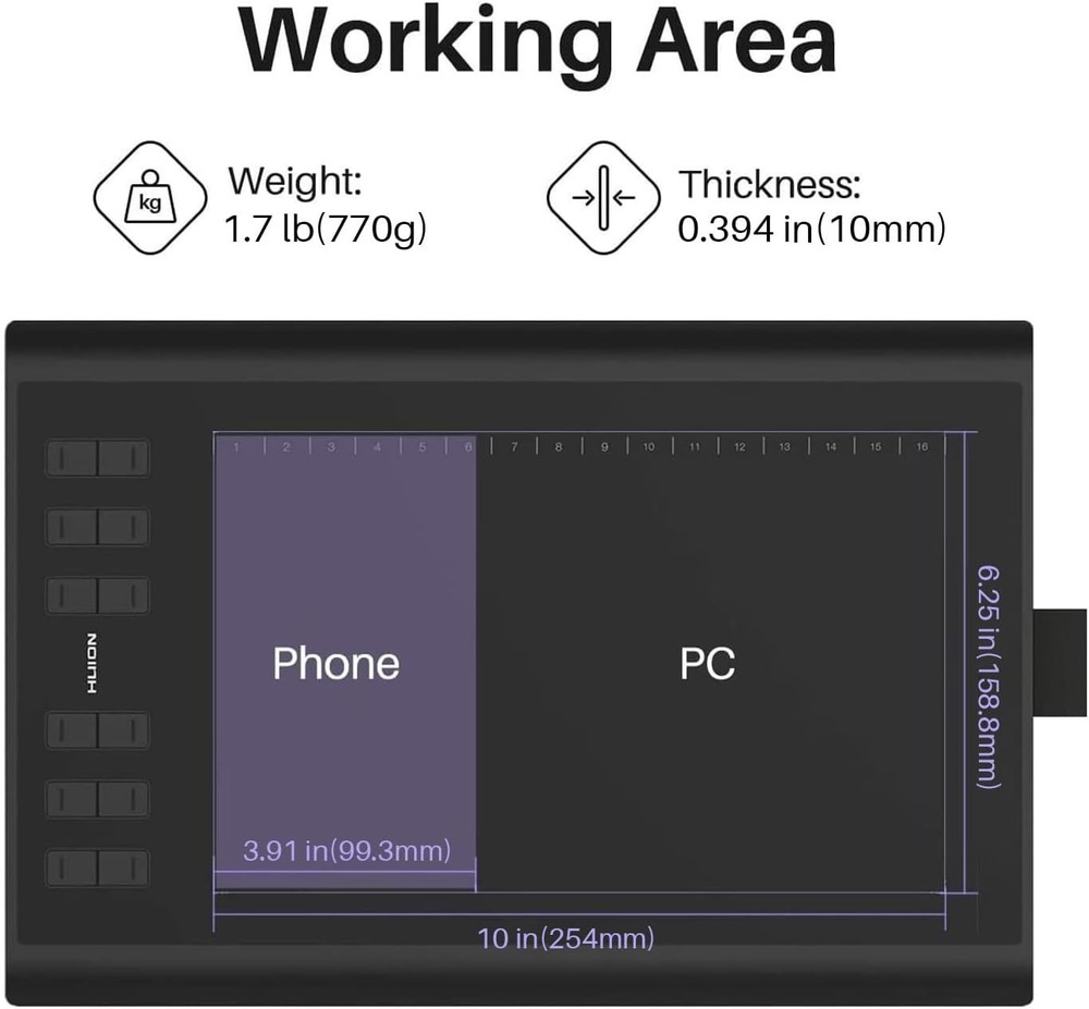 Inspiroy H1060P Graphics Tablet - 8192 Pressure Sensitivity