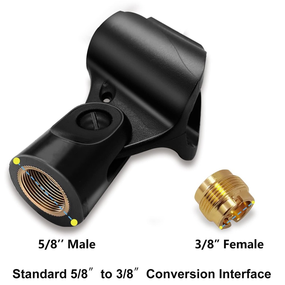 2Pack Microphone Clip Adjustable Angle U Shaped Mic Clip Holder w/ Screw Adapter