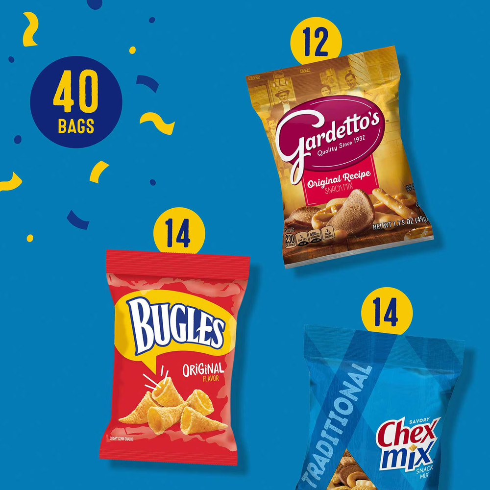 Bugles, Chex Mix & Gardetto Variety Pack Snacks, 40 pk.