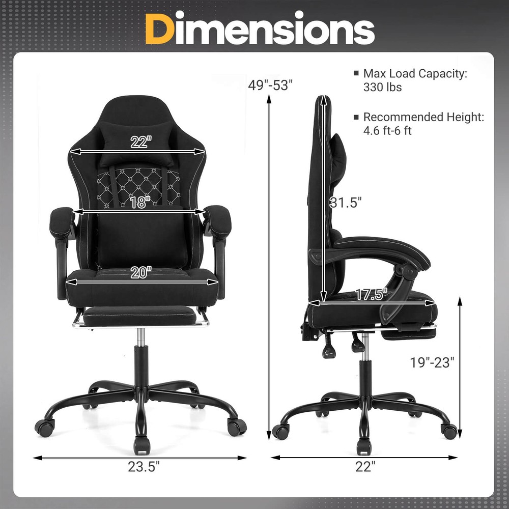Height Adjustable Computer Chair w/Headrest, Lumbar Support, Linkage Armrests