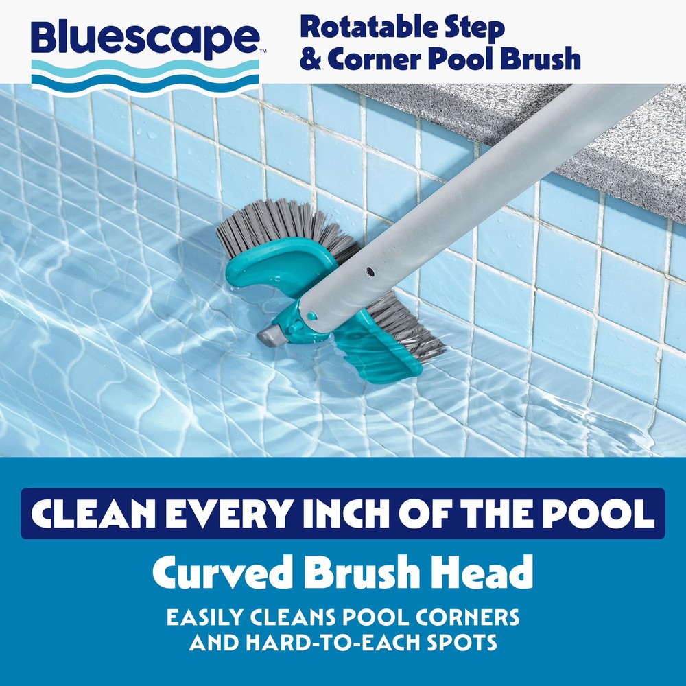 Bluescape Rotatable Step & Corner Pool Brush Head for Efficient Cleaning in Teal