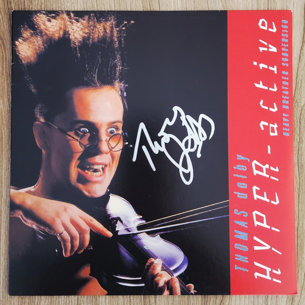Thomas Dolby Signed Hyper-Active! 12" Single Blue Colored Vinyl Record RAD