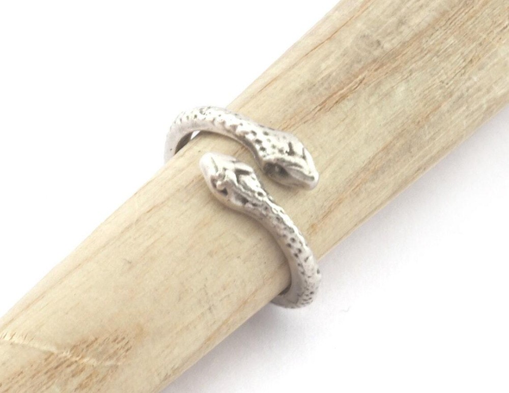 Wrap Snake Ring Adjustable Raw brass, Antique silver, Shiny gold-silver 5288