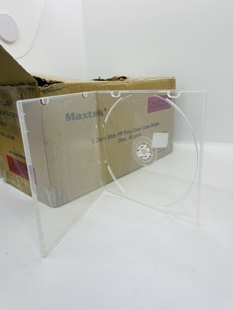 50 Pack 5.2 mm Slim Single White CD Case with Assembled White Tray