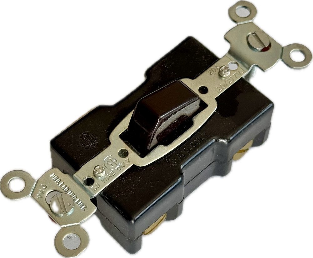 HUBBELL 1281 Wall PressSwitch 20A Single Pole Brown button w/ feed-thru terminal