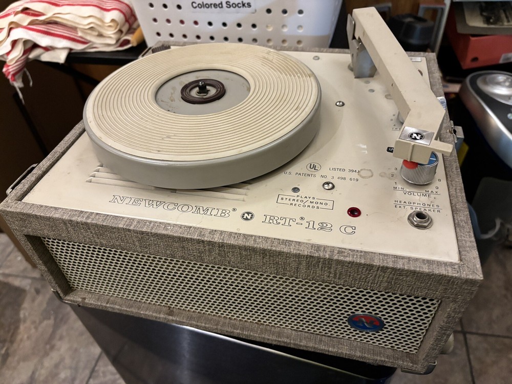 Vintage School Record Player Newcomb RT-12 RUNS Needs Needle