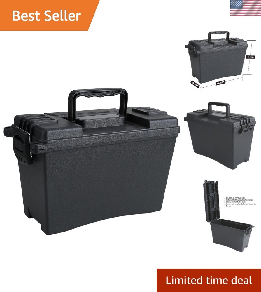 Compact Outdoor Storage Box - Lockable & Dust-Proof with Folding Handle 12.2"