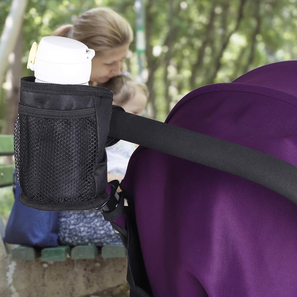 Stroller Cup Holder with Several Mesh Pockets, Sturdy Polyester Material Whee...