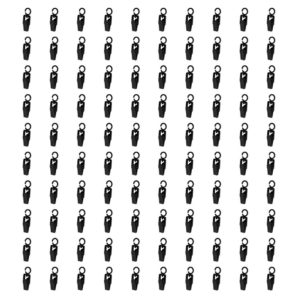 100 Pcs Laundry Hooks Clips Clothes Pin Plastic Retail Display-BLACK