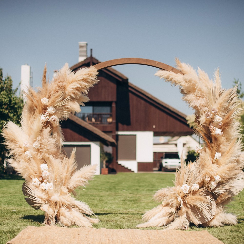 37.8in Pampas Grass Decor, 7 Pcs Artificial Pampas Grass Bulk, Orange