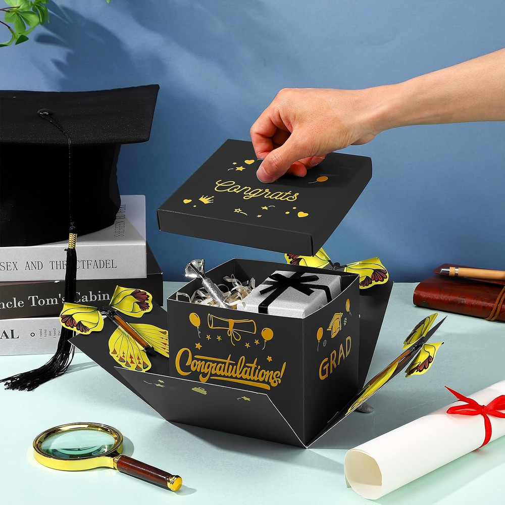 Flying Butterfly Explosion Gift Box, Birthdays Surprise Black Exploding Gift Box