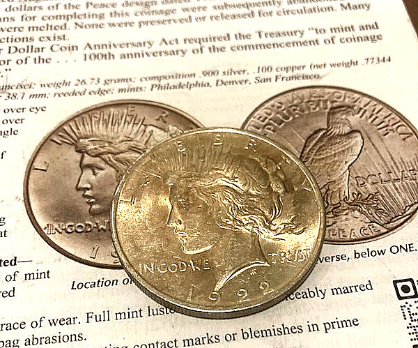 Uncirculated MS 1922 Peace Silver Dollar Error Coin Peeling Laminated Planchet