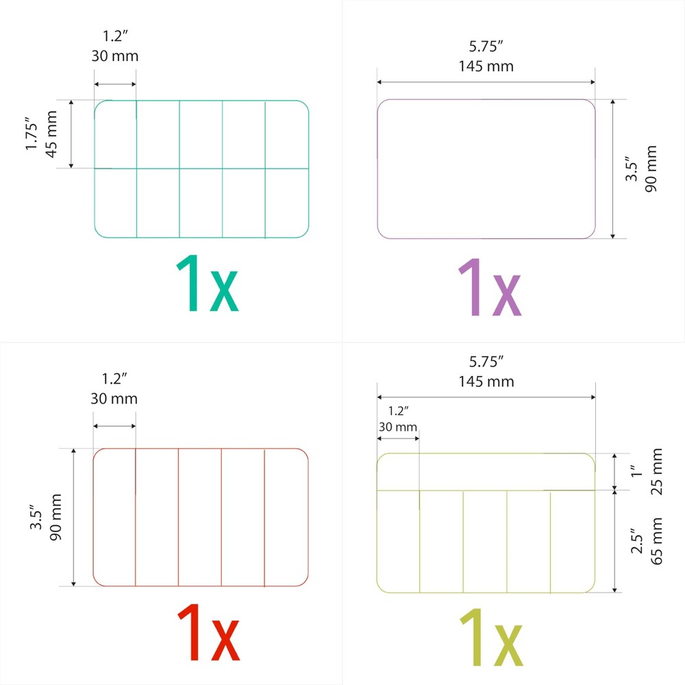 Personality Case Color-Coded Organizers, 4 Stackable boxes, 22 compartments i...