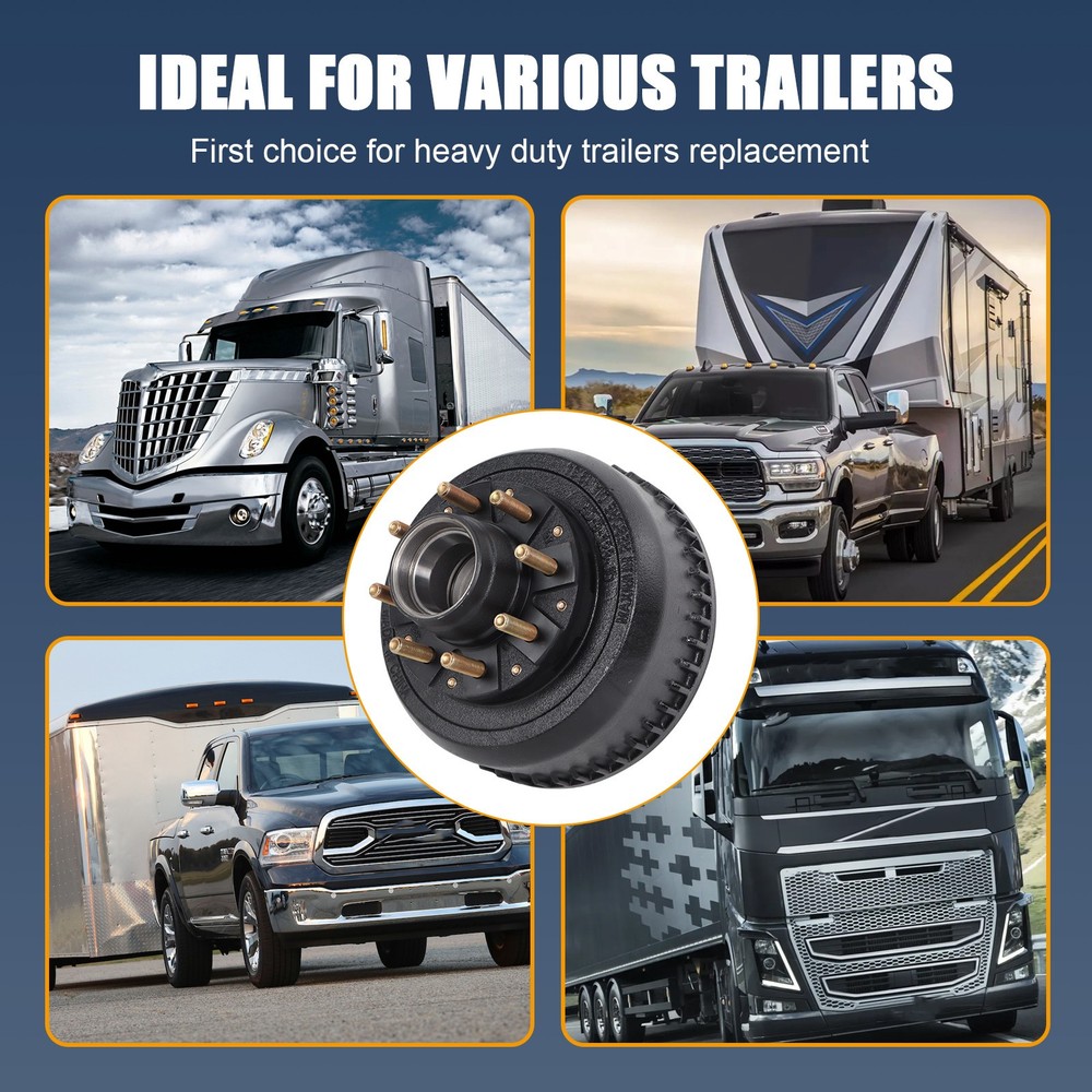 M-Parts Hub Brake Drum 12-1/4x3-3/8" 10K GD 13G Trailer Axle 9-123 8-415 10,000#