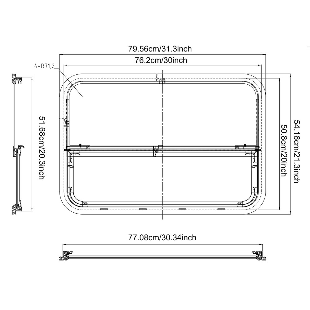 RV Window, 2 PCS RV Windows, RV Vertical Slide Window