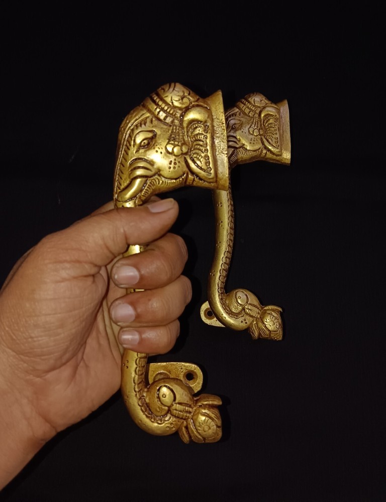Brass Elephant Side Face Door Pull Set Animal Design Kitchen Door Handle CA357