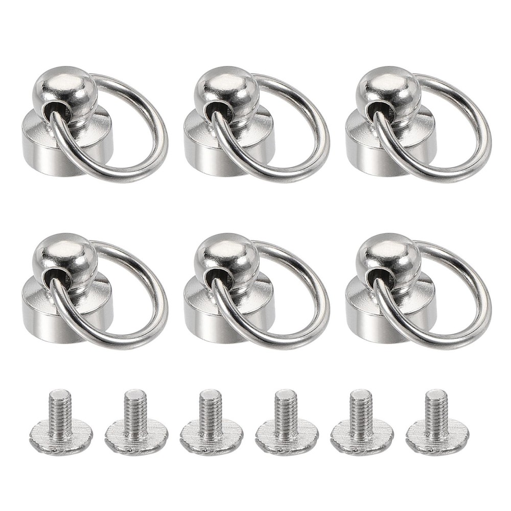 9x9.3mm Pull Ring Rivets Studs Round Head for DIY Brass Silver Tone 6pcs