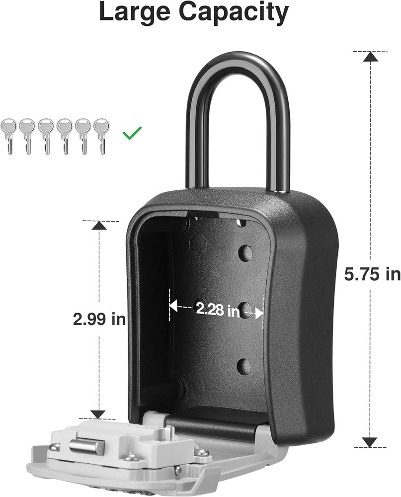Lock Box, Key Lock Box Wall Mount & Portable Combination Lockbox with Resettable