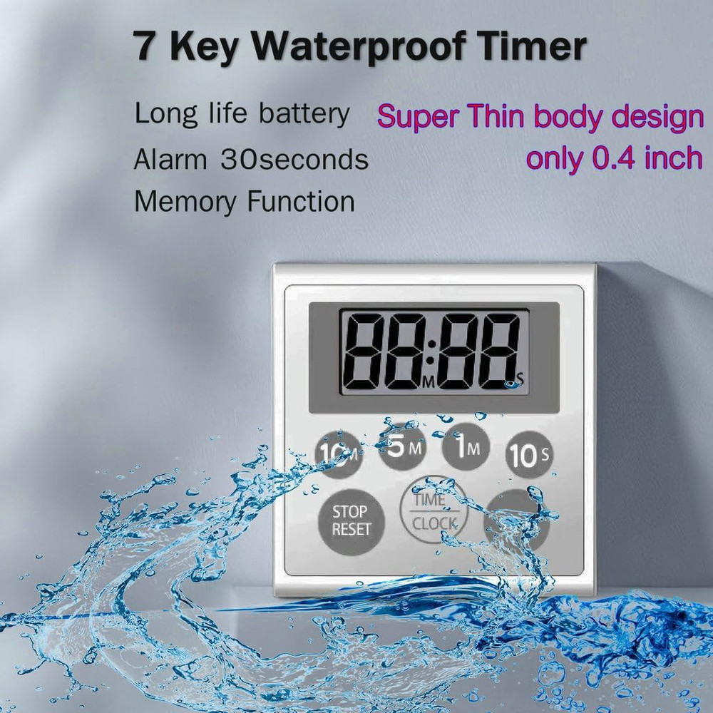 Digital Timer Waterproof Shower Timer Shower Clock Bathroom Kitchen Timer with S