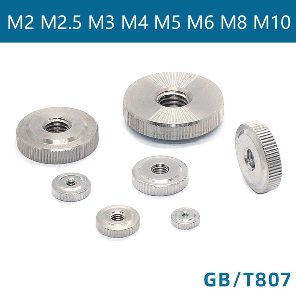 M2-M10 Knurled Thumb Nuts Stainless Steel Through Hole Round Hand Grip Knobs Nut