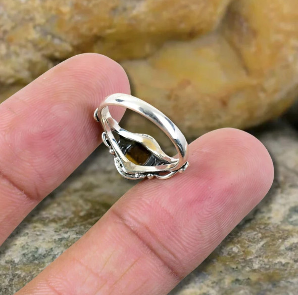 Tiger's Eye Ring Solid 925 Silver Handmade Statement Women Ring All Size SR542