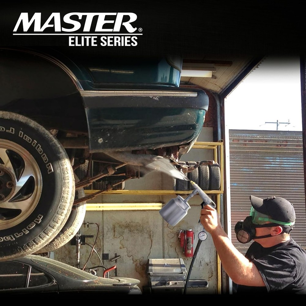 Master Elite Undercoating Spray Gun with Regulator, 25 oz Suction Feed Cup & ...