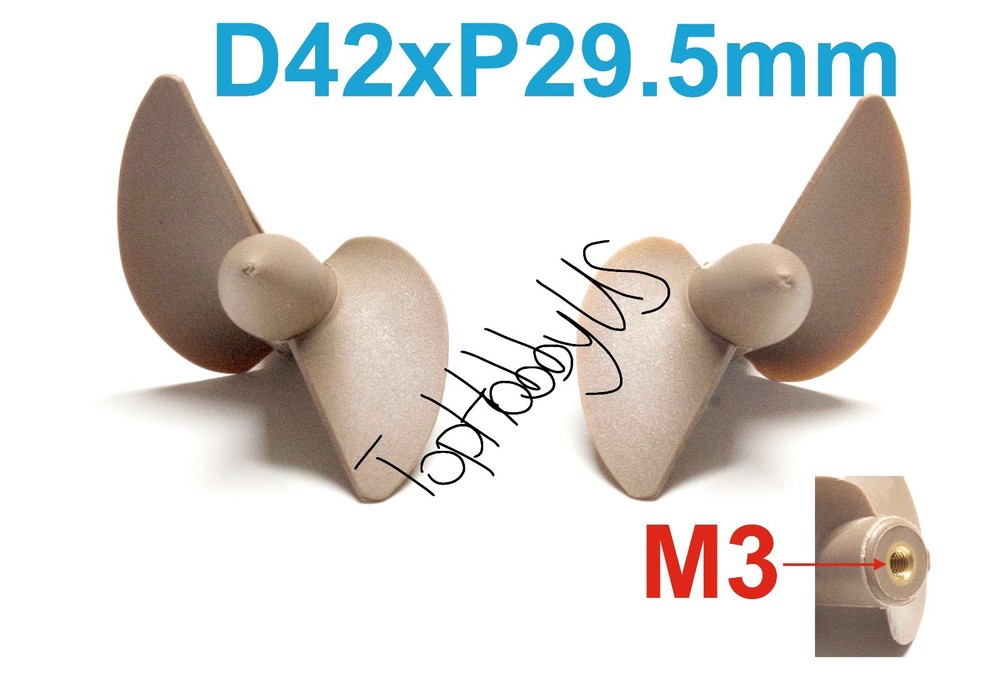 2 Sets (4PCS) D42mmxP29.5 Left & Right RC Boat Propellers, M3 Threaded (US SHIP)