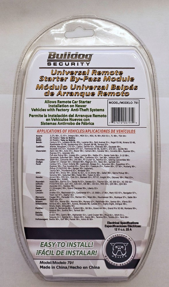 NEW Bulldog Security Model 791 Universal Learning Bypass Module for Remote Start