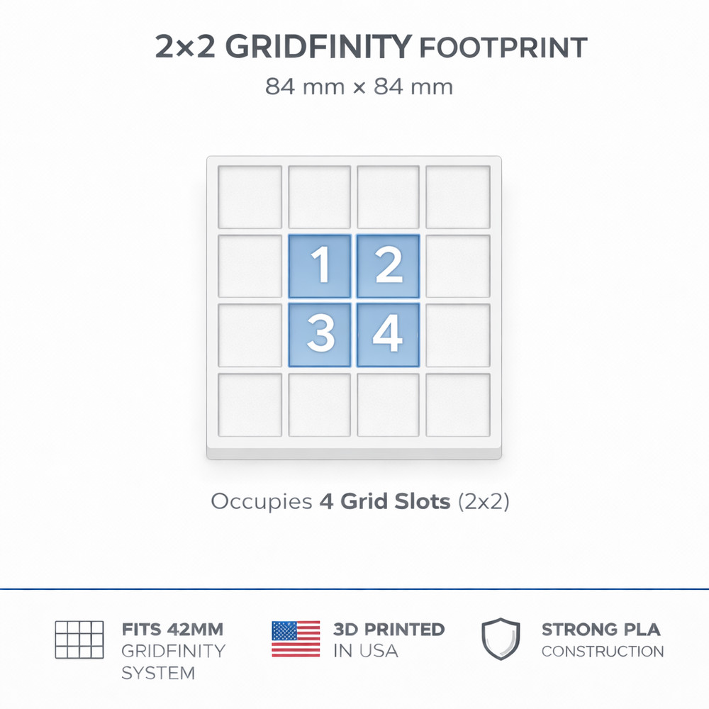 Gridfinity 2×2 Hex Bit Holder Stackable | 1/4" Bit Organizer | Modular Storage