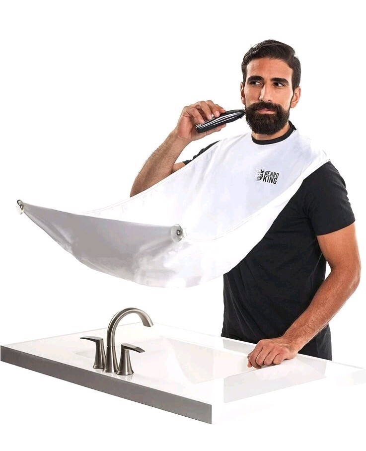 BEARD KING Beard Bib Apron for Shaving, White
