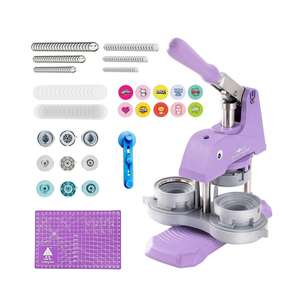 Button Maker Machine Multiple Sizes, 1+1.25+2.25 inch Installation-Free Pin M...