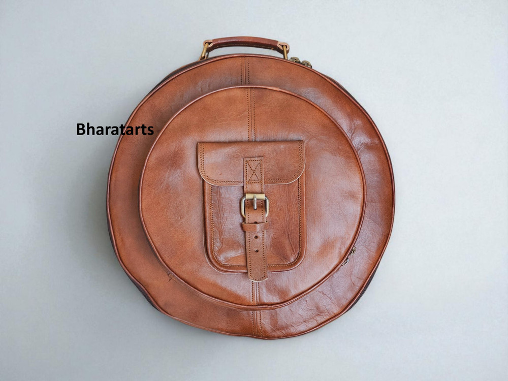Leather Cymbal Backpack: Vintage Drum Carrying Case