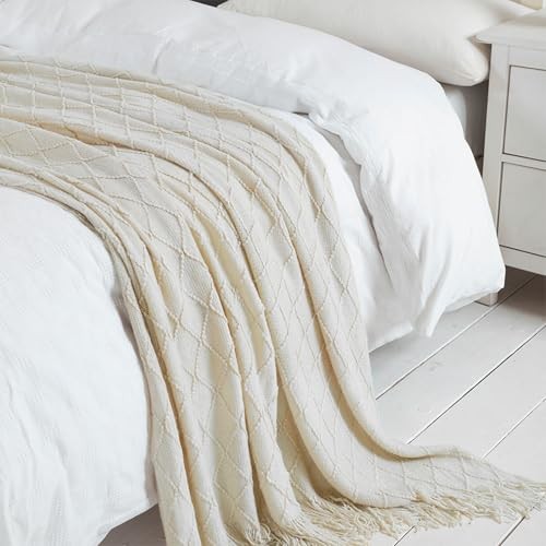 Throw Blanket 50x60 Inches Throw Textured Solid Soft Sofa Couch 50"x60" Beige