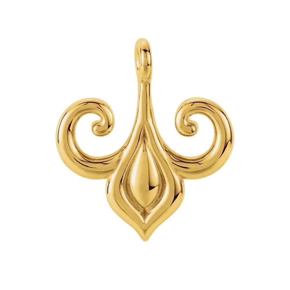 14K Solid Gold & Sterling Silver Fleur-de-lis Dangle