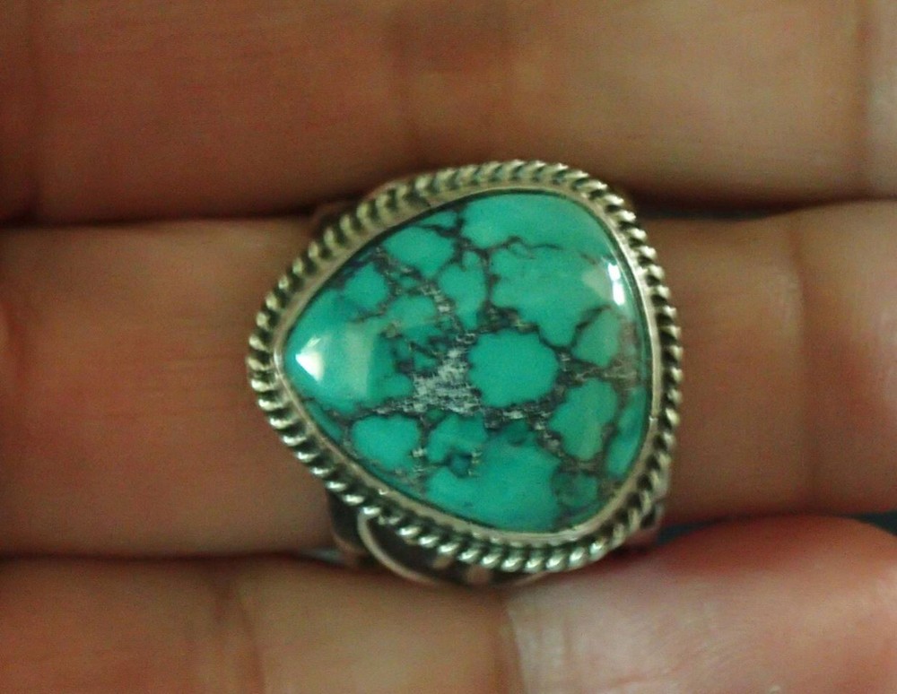 Turquoise  Ring  sz 7 Sterling Silver China Mountain turq