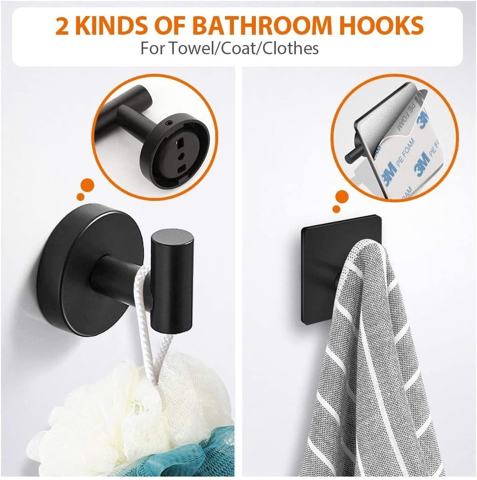 Bathroom Hardware Accessories Set Towel Bar Set Black 6pcs