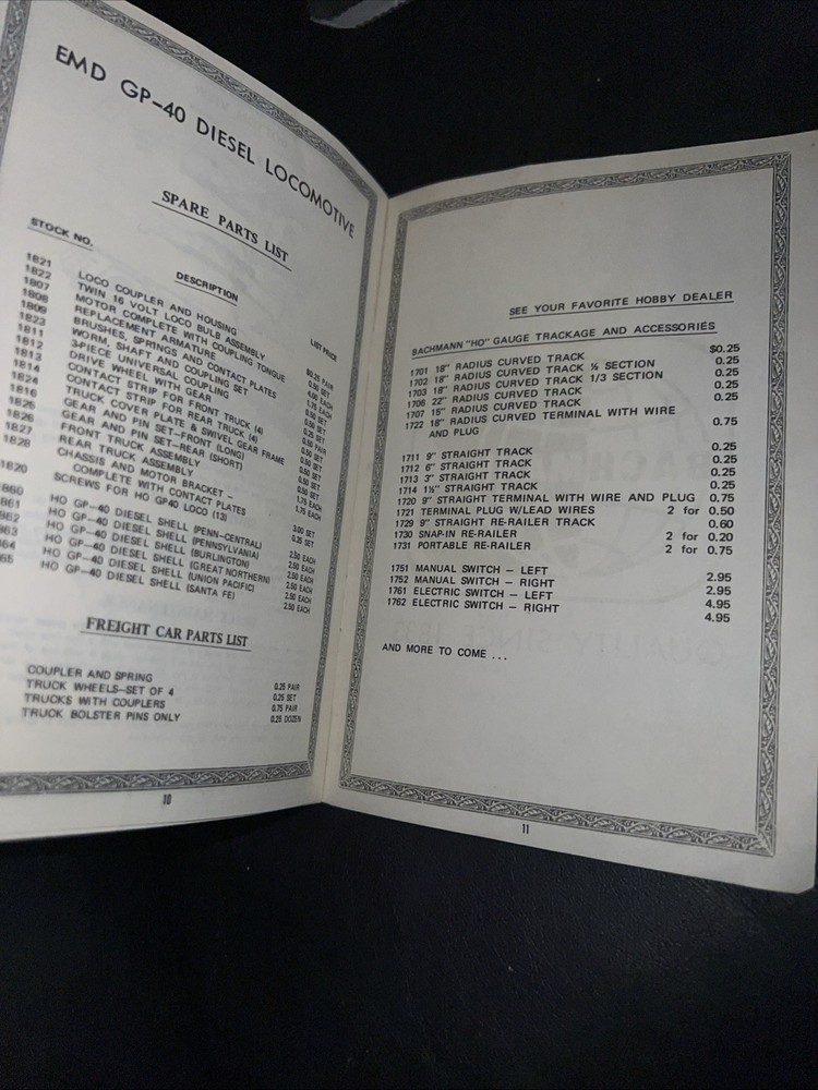 HO Bachmann EMD GP-40 Diesel Set instruction manual