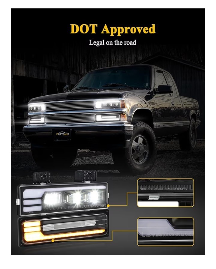 PARTSam LED Headlights Assembly DOT Approved with Start Animation DRL Sequent...
